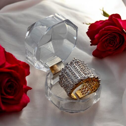 Luxury-Inspired Wide Crystal Band Ring - Image 2