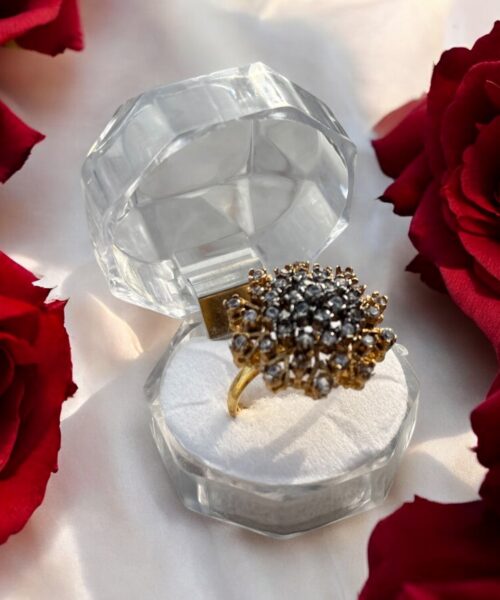 Vintage-Inspired Floral Cluster Ring – Artificial Stone Jewelry
