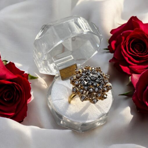 Vintage-Inspired Floral Cluster Ring – Artificial Stone Jewelry - Image 2